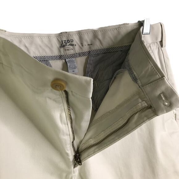 Izod Saltwear Chino Short Size 32 Light Khaki Stretch Flat Front Summer Classic - Picture 6 of 9